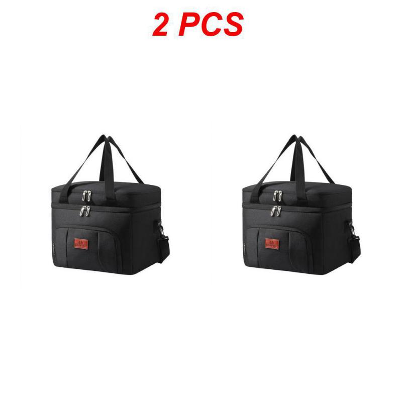 2PCS Picnic Bag Easy To Carry Portable Picnic Bag Navy Oxford Cloth Lunch Bag Storage Supplies Large Capacity Insulation Bag