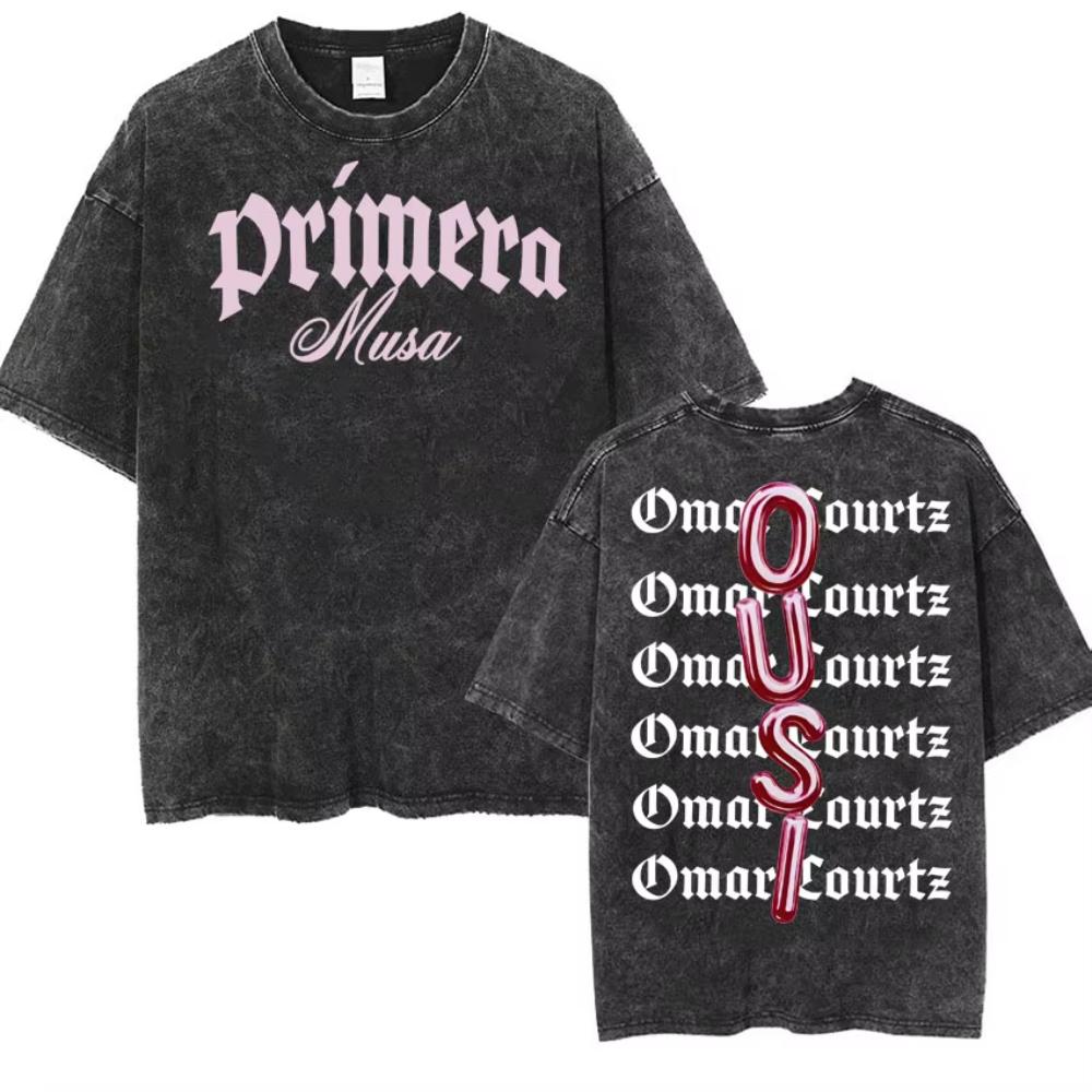Rapper Omar Courtz Primera Musa World Tour T Shirts Men Women Fashion Gothic Hip Hop T-shirt Vintage Washed Short Sleeve T-shirt