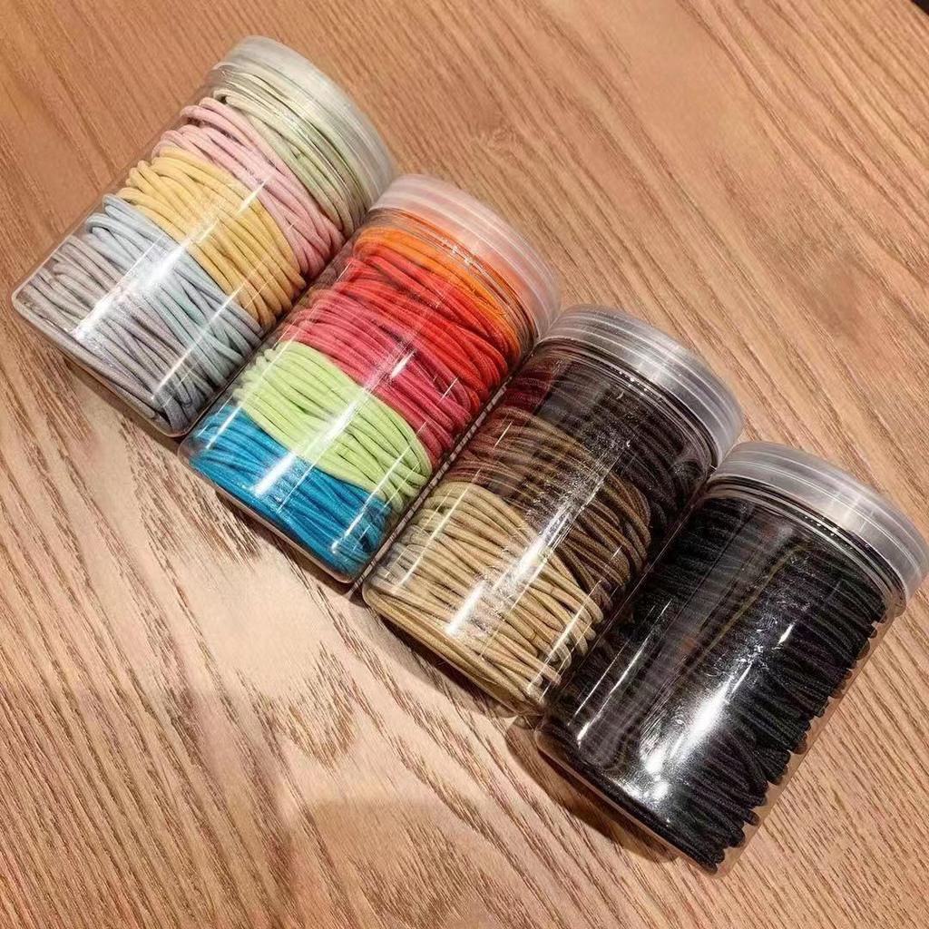 Korean Style High Elasticity Rubber Bands: 100-Piece Pack for Simple, Versatile High Ponytails—No Hair Damage.