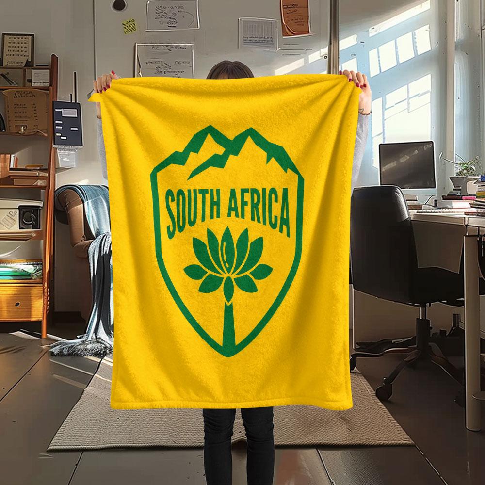 South Africa national football Printed Flannel Blanket, soft throw for bedroom sofa, washable,soccer fan merchandise, great gift.