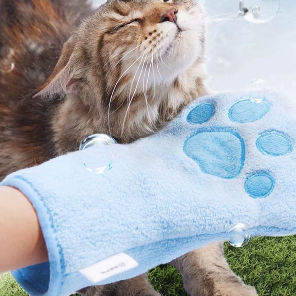 1 Pair Absorbent Pet Bath Gloves Quick Drying Dog Bath Supplies Pet Grooming Glove  Pet Grooming