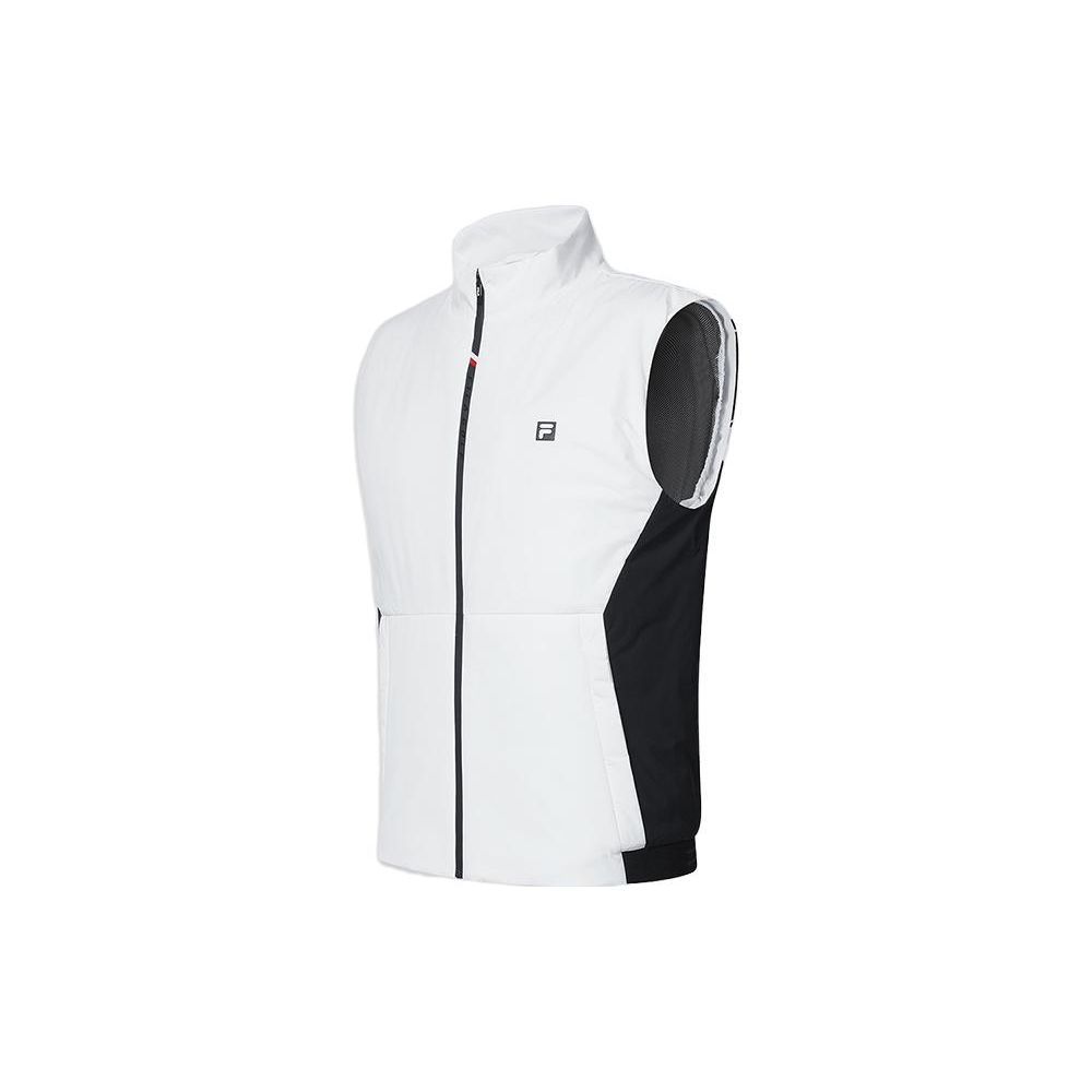 Fila Golf Series Letter Print Stand Collar Sports Cotton Vest Men Vests Jade-White A11M415903FWT