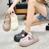 Fashion Closed Toe Thick Platform Slippers Women 2025 Summer Non Slip Soft Sole Beach Sandals Woman Hollow Out Slides Female