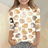 Kinder Tierdruck Rundhals 3/4 Ärmel Lässiges T-Shirt Weicher Stoff Bequeme Passform Leichtes Design Geeignet für den Alltag