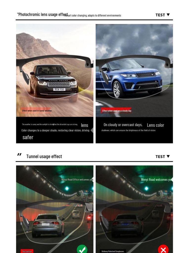 Men's Polarized Photochromic Sunglasses for Driving & Fishing - Model A557