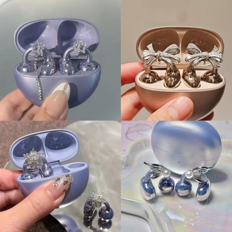 Suitable for earphone clips - star-shaped butterfly knot ear clips, with elegant and fashionable design, exquisite in quality.