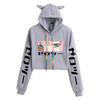 Japanese Anime Zero Two "Darling in the Franxx" Cat Ear Cropped Hoodie
