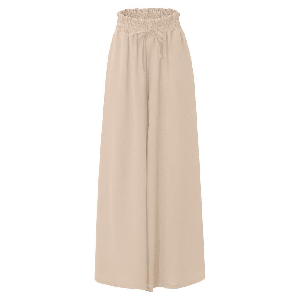 Sommer Damen Weitbeinige Hosen, Elastischer Bund, Weitbeinige Hochtaillierte Lange Culottes