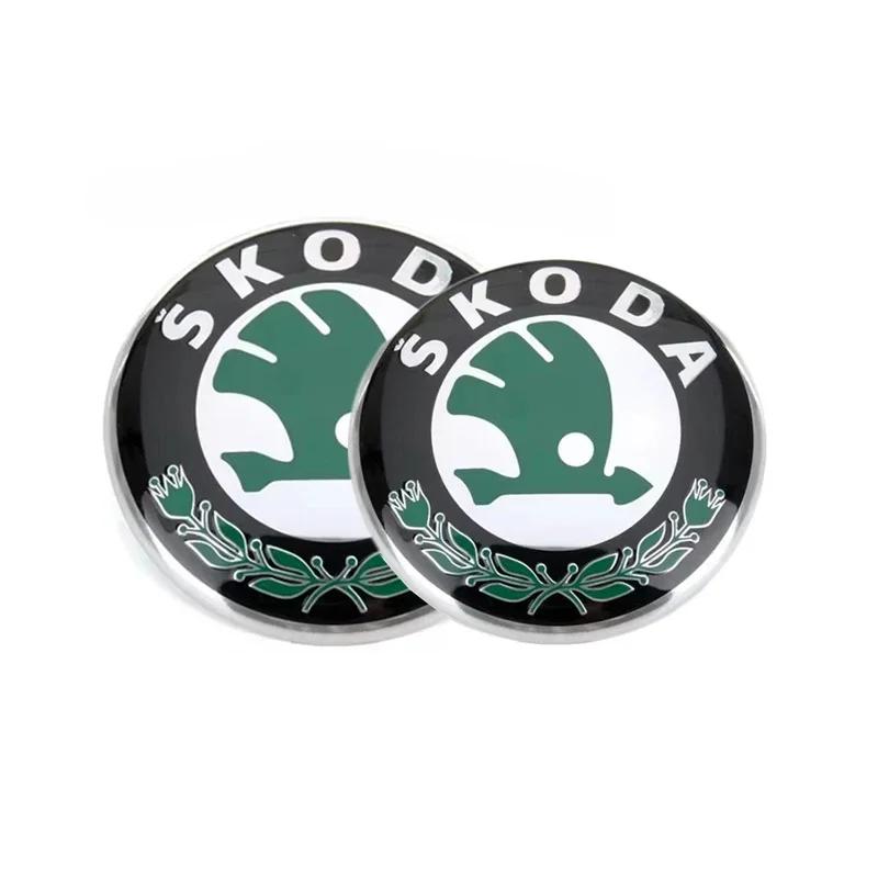 Car Emblem Badge Front Hood Trunk Sticker Decoration For Skoda Octavia Rapid Kodiaq Karoq Enyaq RS Yeti Scala Fabia Kamiq Superb