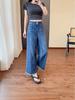 2025 Summer Women's High Waist Frayed Hem Retro Cropped Jeans - Loose, Slimming Wide Leg Style
