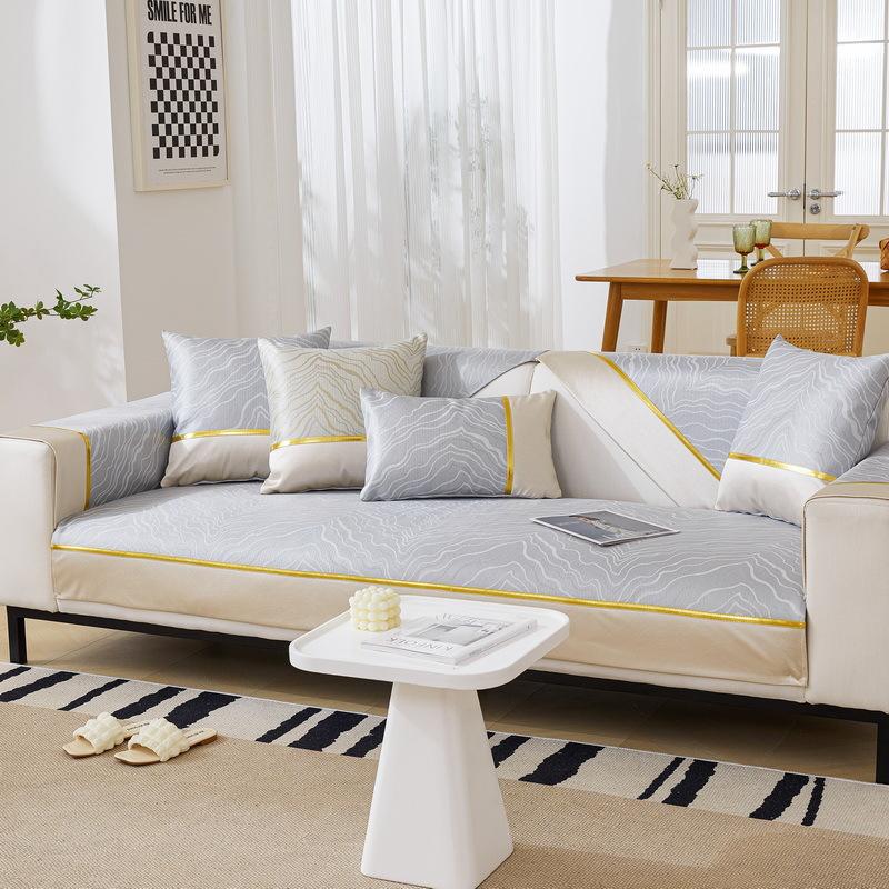 

Нескользящий чехол на диван из ледяного шелка, летний коврик, чехол на диван, волнообразный узор, подушка для дивана из ледяного шелка для всех сезонов, универсальный 70X70