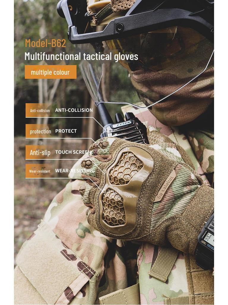 Tactical Exoskeleton Gloves: Full Touch-Screen, Non-Slip, Wear-Resistant, Shock-Absorbing for Combat, Shooting, Outdoor Sports & Cycling.