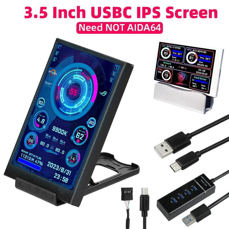 3.5 Inch IPS Computer Small Secondary Screen Full Viewing Angle USB-C Chassis Secondary Sub-Screen Computer Monitor