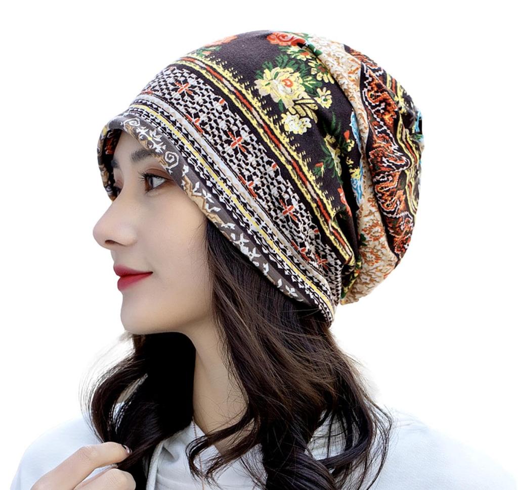Knit Hat for Can Be Worn Tied Medical Care Ethnic Watch Knit Cap for Care UV Newsboy Knit Neck Winter [Electric Circus] Cap, Women, Up, Cap, Cap, Cap,