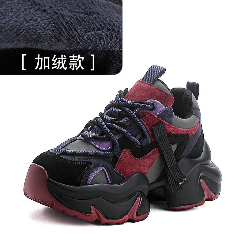Nové univerzální výškově zvyšující dad shoes pro ženy, nové kožené sportovní a volnočasové boty na silné podrážce, prodyšné malé dámské boty