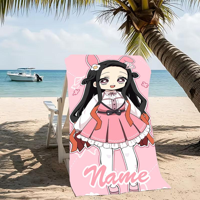 Customizable personalized beach towels Demon Slayer character theme themed designs.Suitable for the beach, yoga, sports;ideal as beach accessories