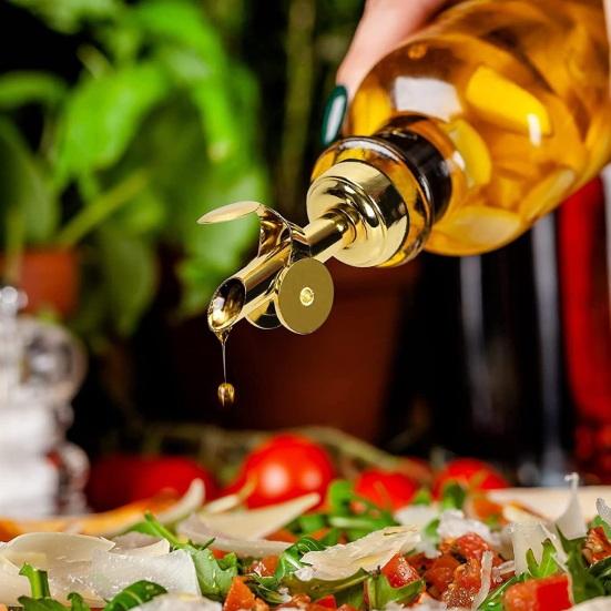 Stainless Steel Auto Wine Pourer Coffee Syrup Dispenser Gravity Flipping Dust Lid Olive Oil Liquor Bottles Metal Pour Spout