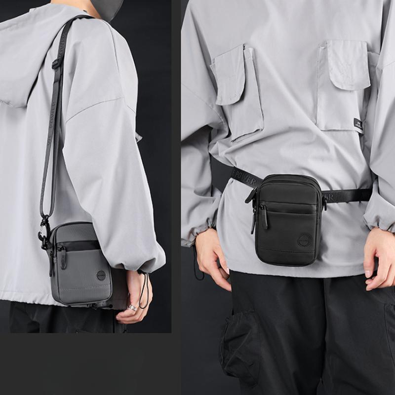 Mini geantă de umăr pentru bărbați, geantă diagonală, geantă pentru talie, geantă pentru telefon mobil, portofel multifuncțional, impermeabil și antifurt.