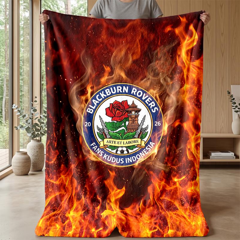 Blackburn Rovers Football Print Flannel Blanket, Soft Warm Lightweight Throw Blanket for Sofa Bed Camping
