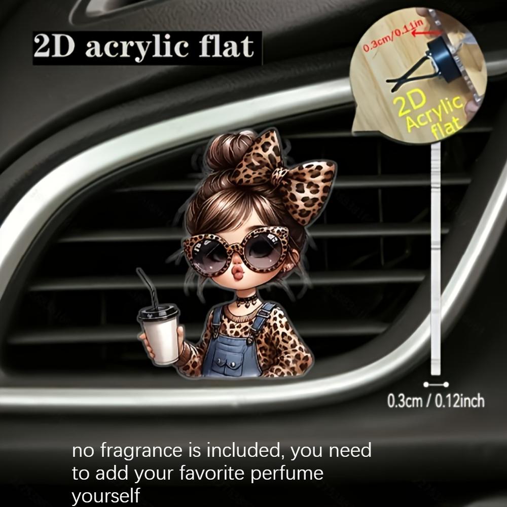 

2D flat fashion girl car vent clip decorative diffuser (fragrance not included), car interior decoration, aromatherapy clip, ideal for holiday gifts 6CM