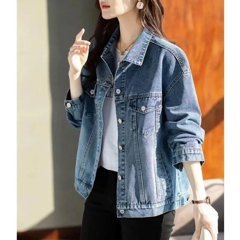 Women's Vintage Warm Denim Jacket Denim Jacket Plus Size Long Sleeve Jacket