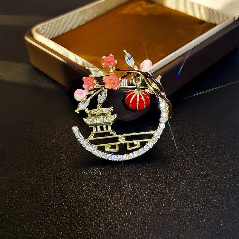 Elegante chinesische Retro-Emaille-Brosche Phönix & Schmetterling für Damen