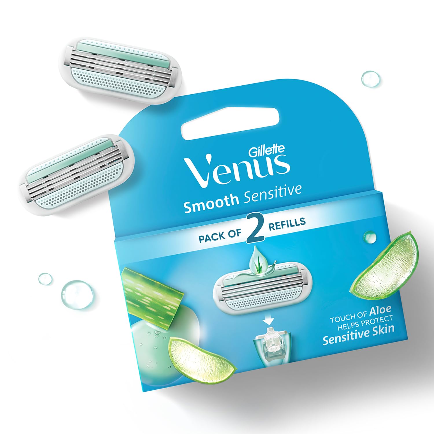 Gillette Venus Hair Removal Razor Blades / Refills / Cartridges for Women - 2 Pieces (Aloe Vera)