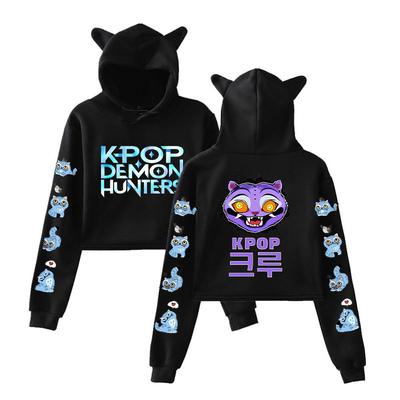 Gorący Film KPop Łowcy Demonów Nadruk Derpy Tygrys Bluzy Kobiety Długi Rękaw Bluza Filmowa z Kapturem Casual Dziewczęca Krótka Bluza Pulower Streetwear Ubrania