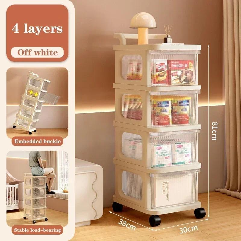 Transparent Trolley Drawer-Type Multifunction Acrylic Snack Toy Organizer Cabinet Multi-Layer Simple Cart Drawer Storage Shelves