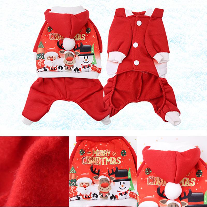 Christmas Cat Clothes Small Dogs Cats Santa Costume Kitten Puppy Outfit Hoodie Warm Pet Dog Clothes