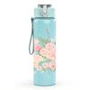 1PC Soft Pink Floral Bouquet 750ml Color Plastic Sports Water Bottle Leakproof Flip Straw Lid Suitable for Sports Office Home Use