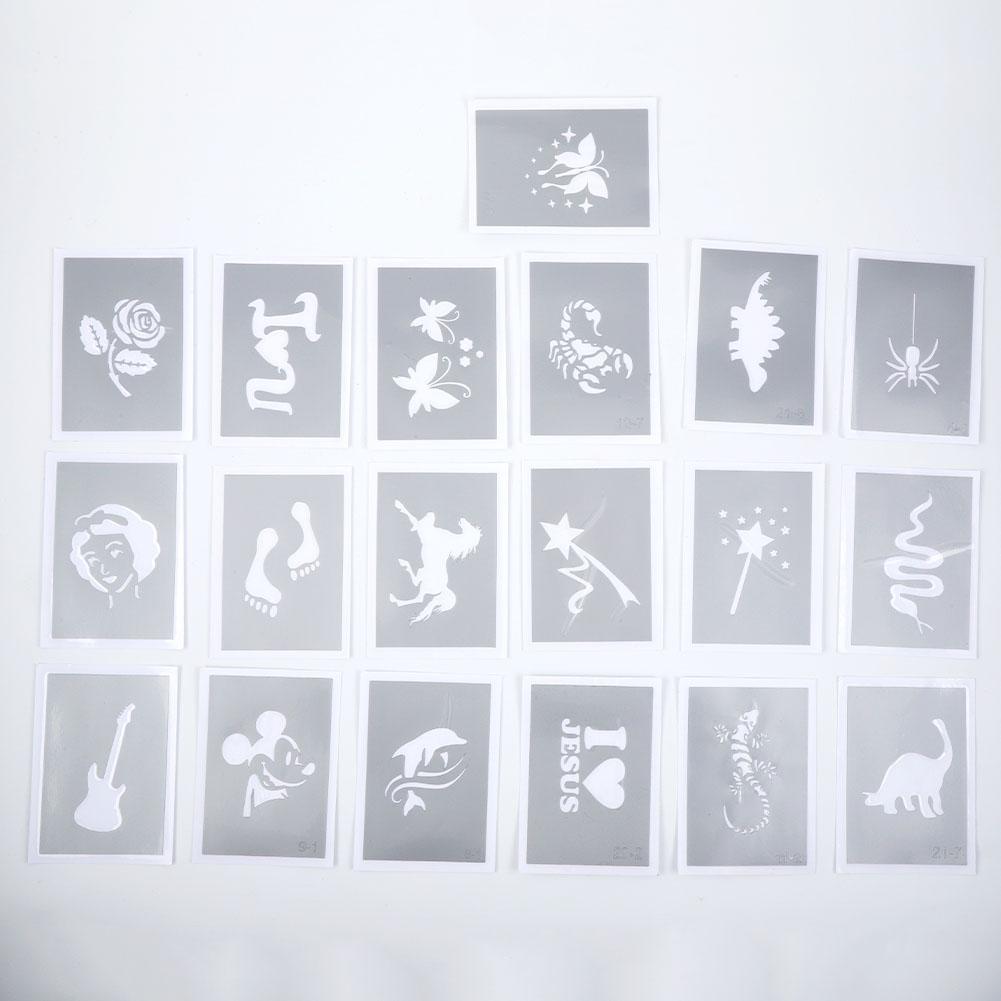 20colors Body Glitter Tattoo Stencils Safety Glitter Tattoo Kit for Children Adult