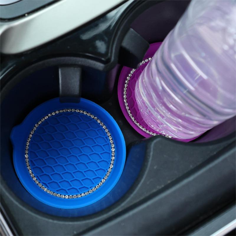 Coaster pentru pahare cu apa auto, silicon, impermeabil, anti-alunecare, cu inserție circulară, subțire pentru pahare cu stras, accesorii pentru interiorul mașinii