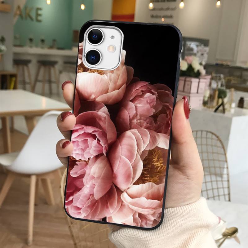 Yinuoda Elegant Pink Purple Peony Flower Onthe Vase Phone Case for iPhone 11 12 13 mini pro XS MAX 8 7 6 6S Plus X 5S SE 2020 XR