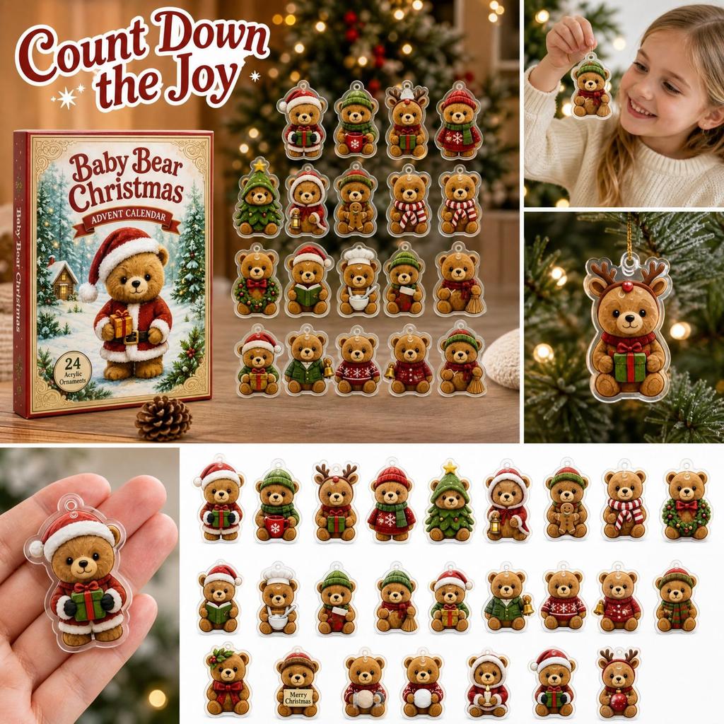 Advent Calendar Days Christmas Countdown 2D Acrylic Hanging Ornament for Holiday Decor