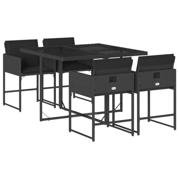 VidaXL Ensemble à manger de jardin coussins 5pcs Noir Résine tressée 3278022