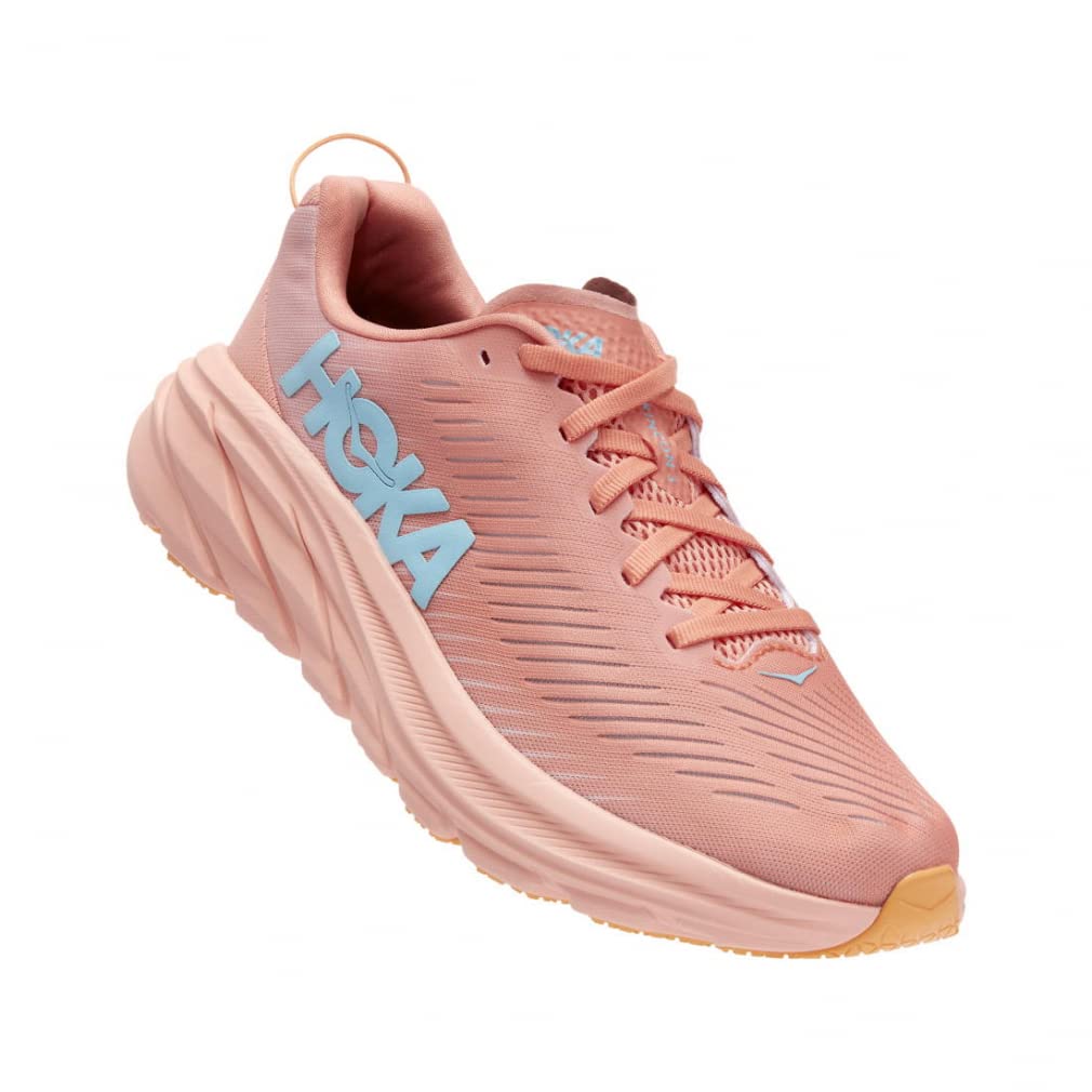 HOKA Rincon 3 Wide Track Field Running Size Coral and Baby Pink Women's & Shoes, 25.0,