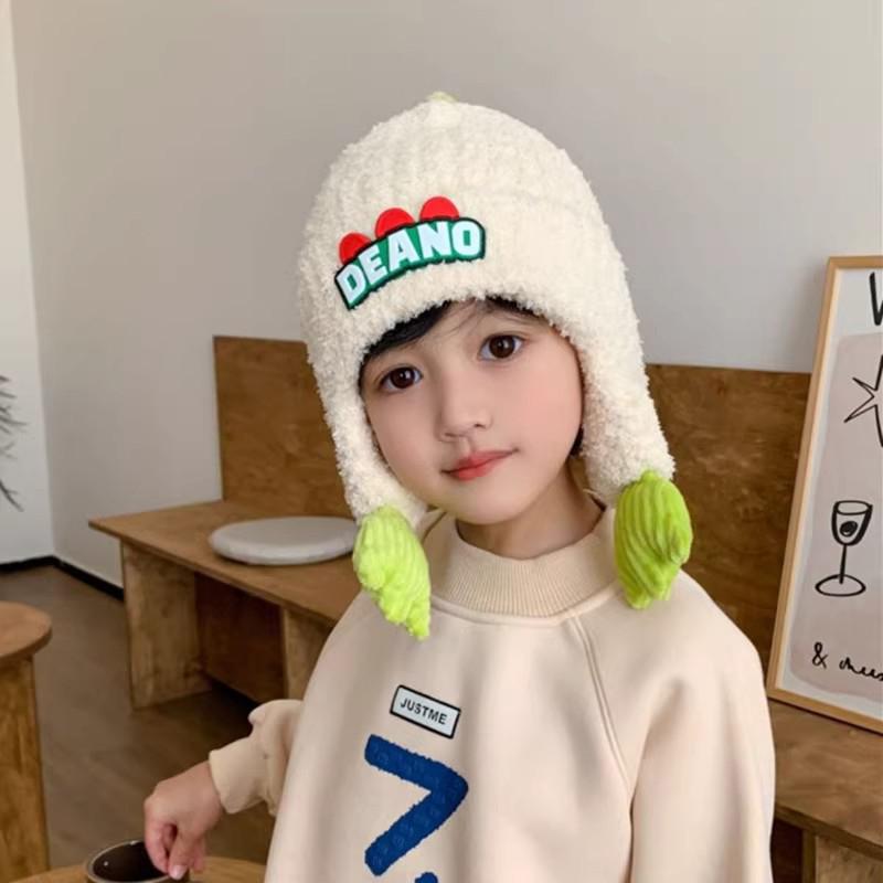 Autumn Winter Hat Cute Cartoon Dinosaur Modeling Hat  Ear Protection Warm Hat Windproof Thickened Children Hat Gifts