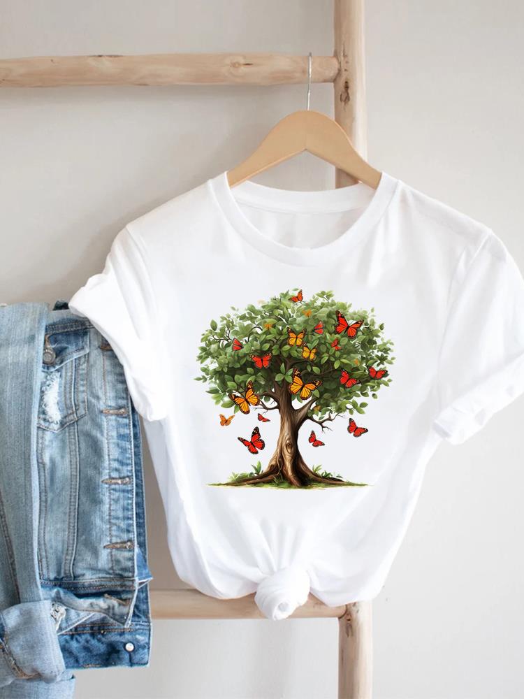 Trend Lovely Flower Cute Unisex T Shirt Short Sleeve Tee Ladies Casual Top Female Clothing Fashion Tshirt