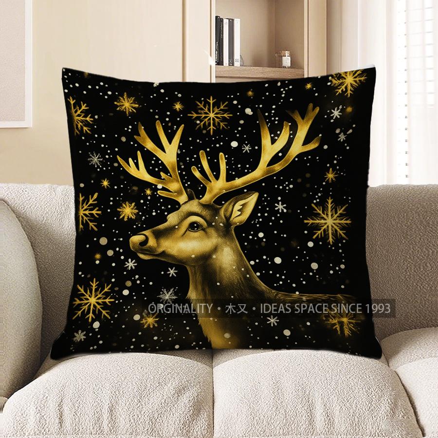 Home Decor Snowman In Winter Forest Decorative Pillow Pattern Cushion Cover Suitable for Sofa Bedroom Car Pillow Cover