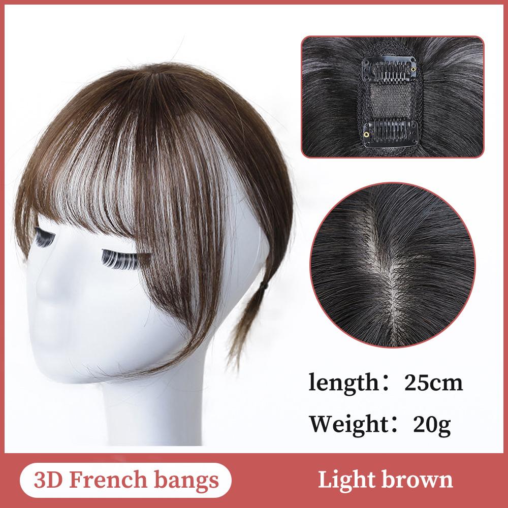 3D Air Bangs Wig Female Seamless High Temperature Hairpiece Head Top Replacement Cover White Hair Fake Bangs
