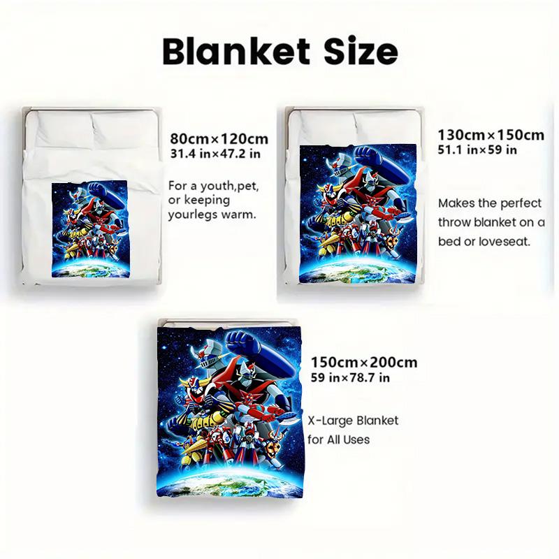 Mazinger Z 2D Flat Pattern Flannel Blanket High quality All Seasons Warmth and Comfort Perfect for Christmas Gifts.MMT0918296