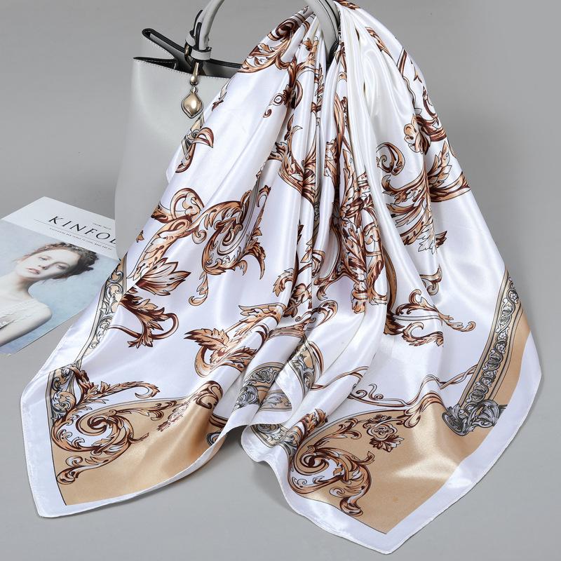 Foulard quadrato in seta stile influencer: Sciarpa da collo da donna alla moda, Sciarpa, Protezione solare, Garza stampata, Accessorio per abbigliamento professionale