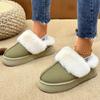 Women Cotton Slippers Winter Thick Bottom Half Slippers 2025 New Platform Slides Women Thickened Fluff Lined Flat Shoes Women