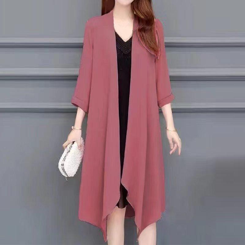 Abbigliamento estivo con protezione solare, cardigan in chiffon da donna, camicetta a mezza manica, scialle da donna, top da donna, cappotti sottili e larghi