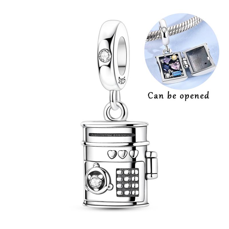 Charms Beads Pendant Copper Openable Heart Suitcase Egg Charm Fit Original Bracelet Women Man Diy Fine Jewelry Gift