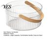 Snack Storage Basket Ice Bucket with Faux Leather Handle, Thickened Plastic Beer Wine Cooler Durable for Party, Clear Beverage Container Outdoor