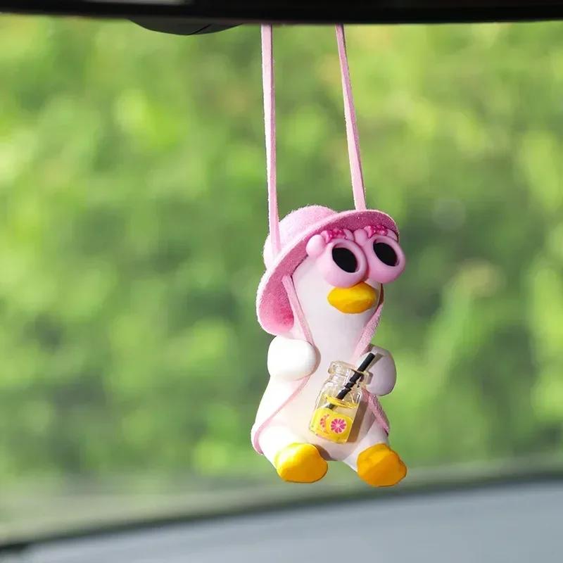 Cute Car Interior Duck Anime Decoration Gypsum Auto Rearview Mirror Pendant for Swing  Car Decoration Accessories Dropship