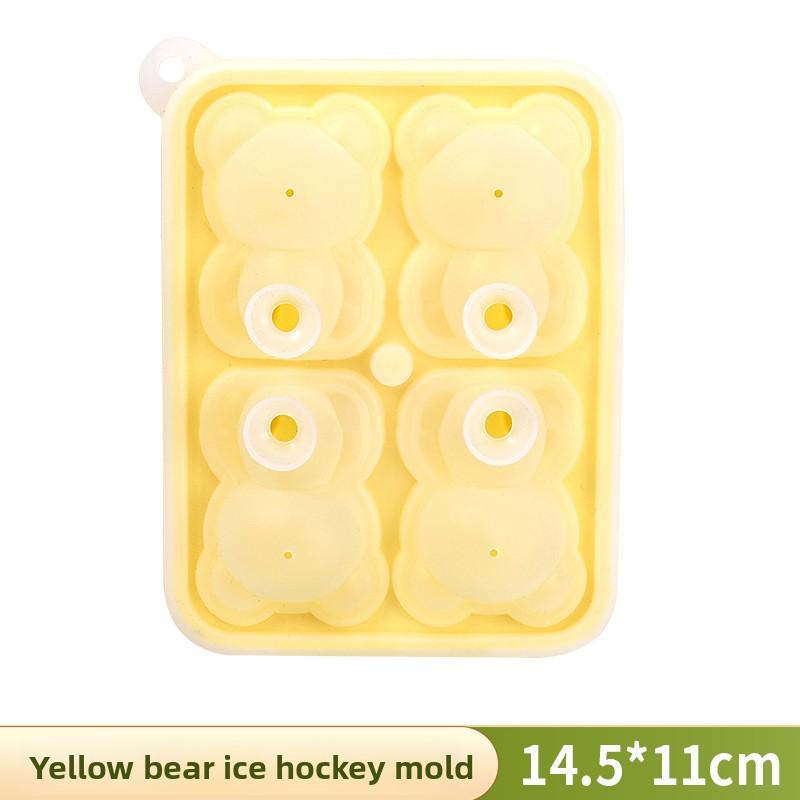 

Bear ice cube mold ice grid ice hockey silicone mold Internet celebrity ice cream frozen ice hockey ice box mold M жовтий