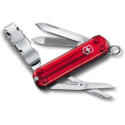 Victorinox Nail Clip 580 Translucent Red Stainless Steel Nail Cutter with File and Scissors 8 Functions Emergency Tool